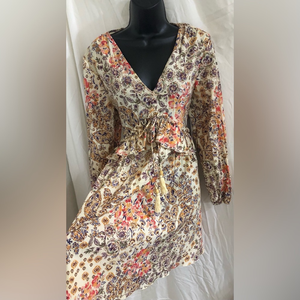 Floral multi long sleeve Ultimate boho dress size small new